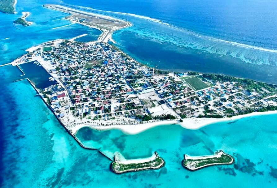 Aerial view of Hoarafushi, Haa Alif Atoll, Maldives